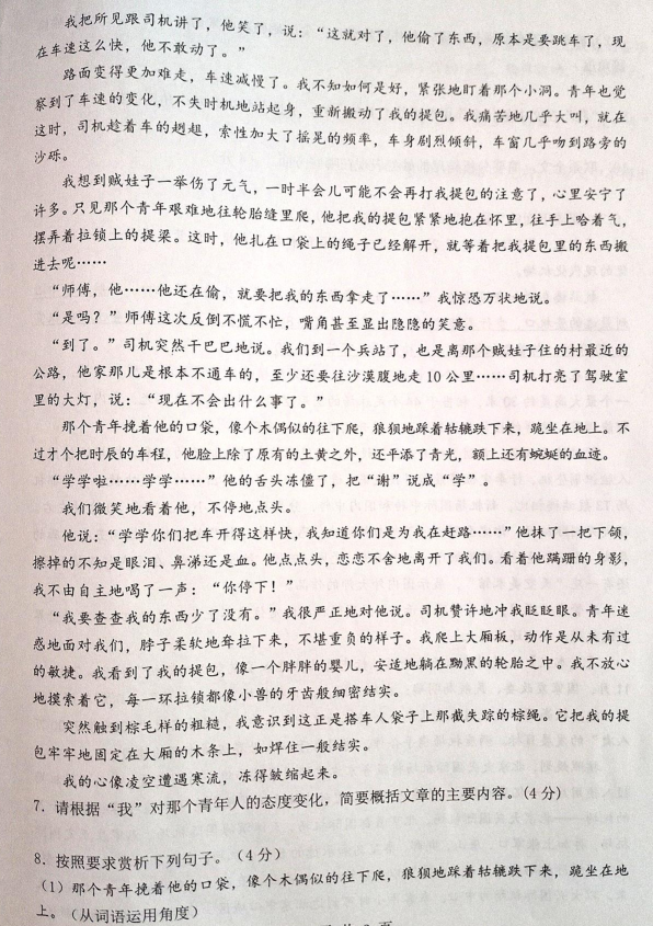 河南省2020年九年级中招镇平二模语文卷（图片版）